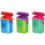 Точилка пластиковая Berlingo "Heat" 1 отверстие, контейнер, ассорти