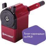 Точилка механическая BRAUBERG "JET", металлический механизм, черный/бордовый, 222517