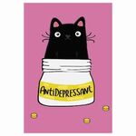 Блокнот с гелевой обложкой МАЛЫЙ ФОРМАТ (110х145 мм) А6, 56 л., скоба, CENTRUM, Кот-Антидепрессант, 84235