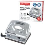 Дырокол металлический BRAUBERG "Metallic", до 20 листов, серебристый, 224339