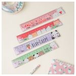 Линейка 15см MESHU "Beary beary", ПВХ с блестками, ассорти, европодвес