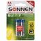 Батарейки КОМПЛЕКТ 2 шт., SONNEN Super Alkaline, АА(LR6,15А), алкалиновые, пальчиковые, в блистере, 451093