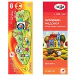 Акварель Гамма "Мультики", медовая, 14 цветов, с кистью, картон. упаковка