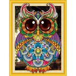 Картина стразами (алмазная мозаика) сияющая 40х50 см, ОСТРОВ СОКРОВИЩ "Яркая сова", без подрамника, 662449