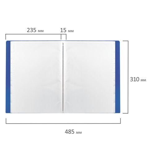 Папка 20 вкладышей BRAUBERG "Office", синяя, 0,5 мм, 222628