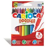 Фломастеры CARIOCA (Италия) "Doodles", 24 цвета, суперсмываемые, 42315
