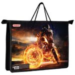 Папка на молнии с ручками ПИФАГОР А4, 1 отделение, пластик, ручки-шнурок, "Fire moto", 270865
