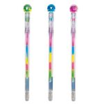 Ручка с топпером гелевая ЮНЛАНДИЯ "Хрустальный шар", ассорти, РАДУЖНЫЕ чернила, игольчатый пишущий узел 0,7 мм, 143785