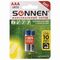 Батарейки КОМПЛЕКТ 2 шт., SONNEN Super Alkaline, AAA (LR03, 24А), алкалиновые, мизинчиковые, блистер, 451095