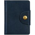 Визитница карманная OfficeSpace на кнопке, 10*7см, 18 карманов, натуральная кожа, темно-синий