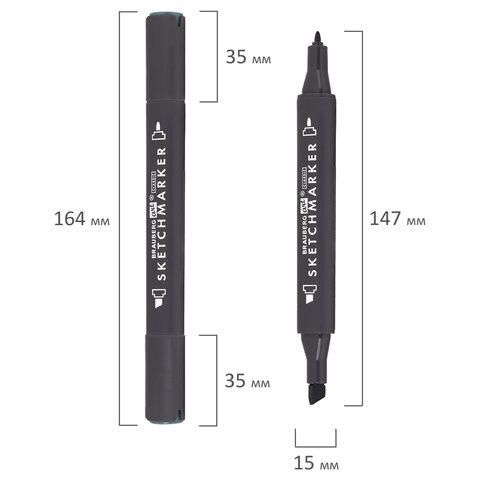 Маркер для скетчинга двусторонний 1 мм - 6 мм BRAUBERG ART CLASSIC, ЗЕЛЕНЫЙ МОХ (B754), 151837