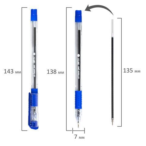 Ручка шариковая масляная с грипом STAFF "College OBP-251", СИНЯЯ, корпус прозрачный, линия письма 0,35 мм, 142968