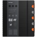 Бизнес-тетрадь А5+, 80л., Berlingo "Steel&Style Pro", клетка, на гребне, 80г/м2, перфорация, разделители, линейка, закладка, черная