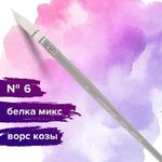 Кисть художественная профессиональная, коза, круглая, №6, BRAUBERG ART CLASSIC, 200955