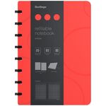 Бизнес-тетрадь А5+, 80л., Berlingo "Eclipse", клетка, на кольцах, с возм. замены блока, 80г/м2, пластик. (полифом) обложка, линейка-закладка, красная