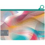 Папка-конверт на молнии Berlingo "Waves" А4, 180мкм, с рисунком, с эффектом блесток