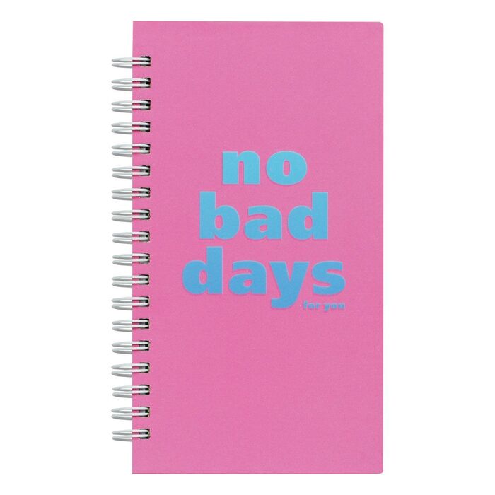 Записная книжка 95*175 мм 96л. на гребне MESHU "No bad days", матовая ламинация, твердая обложка, выборочный УФ-лак