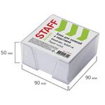 Блок для записей STAFF в подставке прозрачной, куб 9х9х5 см, белый, белизна 90-92%, 129193