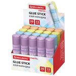 Клей-карандаш в пастельном корпусе BRAUBERG PASTEL, 15 г, PVP-основа, ассорти, 271249