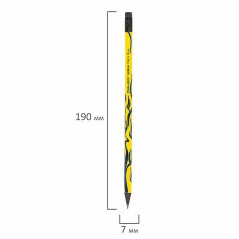 Карандаш чернографитный BRAUBERG "PREMIUM TURKEY", 1 шт., "Flame", НВ, ассорти, дисплей,181565