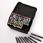 Маркеры для скетчинга двусторонние BRAUBERG ART DEBUT "BLACK", НАБОР 96 шт., текстильный чехол, 152133