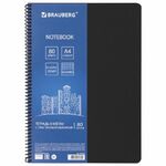 Тетрадь А4, 80 листов, BRAUBERG "Metropolis", спираль пластиковая, клетка, обложка пластик, ЧЕРНЫЙ, 403393