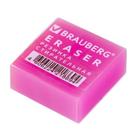 Ластик BRAUBERG "E-Color", 28х28х12 мм, цвет НЕОН ассорти, экологичный ПВХ, 228065