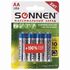 Батарейки КОМПЛЕКТ 4 шт., SONNEN Super Alkaline, АА (LR6,15А), алкалиновые, пальчиковые, блистер, 451094