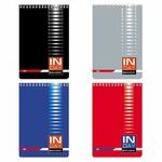 Блокнот А5 146х205 мм, 80 л., гребень, мелованная картонная обложка, клетка, BRAUBERG, "INDAY", ассорти, 121723