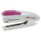 Степлер №10 BRAUBERG "Delta", до 12 листов, с резиновой накладкой и антистеплером, серый, розовая вставка, 222556