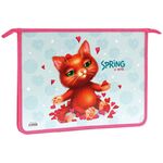 Папка для тетрадей 1 отделение А4 ArtSpace "Spring Cat", пластик, на молнии
