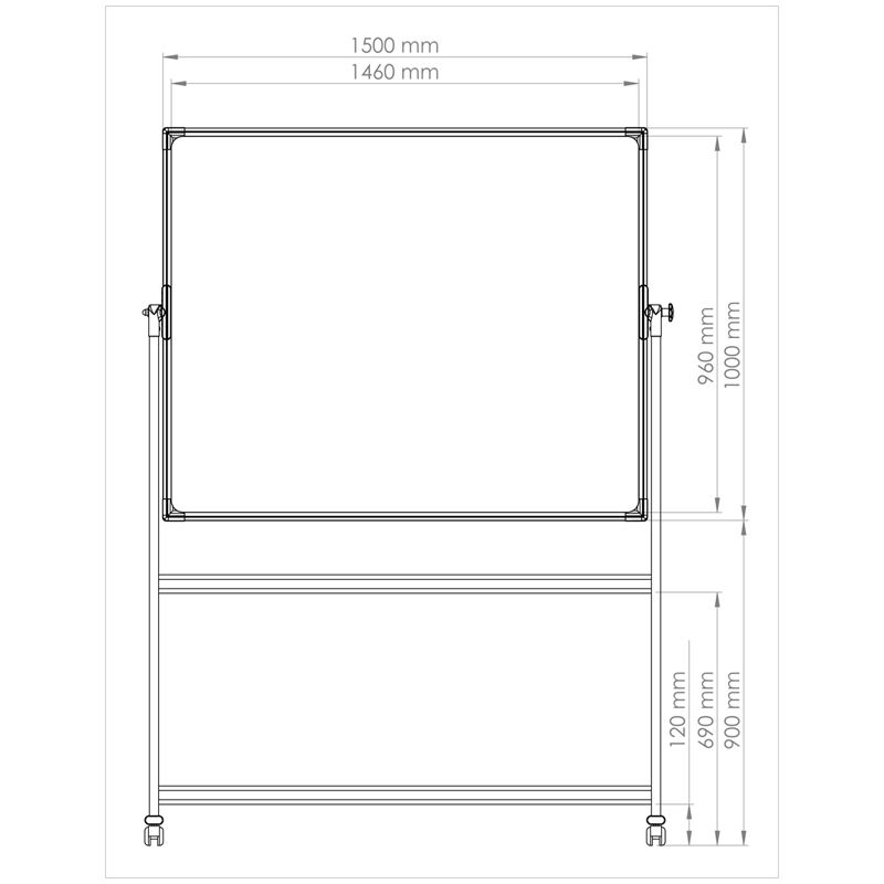 Доска магнитно-маркерная Berlingo "Premium", 100*150см, двусторонняя, поворотная, мобильная