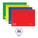 Папка-конверт на кнопке Berlingo, А4, 180мкм, ассорти