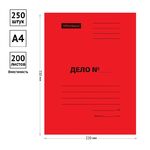 Скоросшиватель OfficeSpace "Дело", картон мелованный, 300г/м2, красный, пробитый, до 200л.