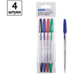 Набор шариковых ручек OfficeSpace 4шт., 04цв., 1,0мм, европодвес