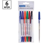 Набор шариковых ручек OfficeSpace 6шт., 06цв., 1,0мм, европодвес