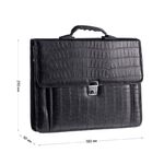 Портфель OfficeSpace "Palermo", кожзам, кайман, черный, 3 отделения, метал. замок, с ремнем