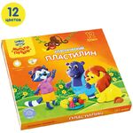 Пластилин Мульти-Пульти "Приключения Енота", 12 цветов, 240г, со стеком, картон