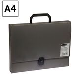 Папка-портфель 1 отделение OfficeSpace А4, 600мкм, на замке, пластик, серый