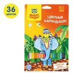 Карандаши цветные Мульти-Пульти "Енот в Индии", 36цв., заточен., картон, европодвес