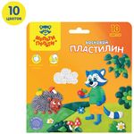 Пластилин Мульти-Пульти "Енот в лесу", 10 цветов, 150г, восковой, со стеком, картон, европодвес