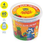 Тесто для лепки Мульти-Пульти "Енот на каникулах", 04 цвета*60г, пластиковый стакан