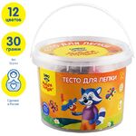 Тесто для лепки Мульти-Пульти "Енот в деревне", 12 цветов*30г, пластиковое ведро