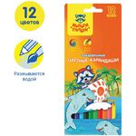 Карандаши акварельные Мульти-Пульти "Енот в Карибском море", 12цв., заточен., картон, европодвес
