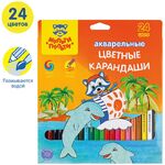 Карандаши акварельные Мульти-Пульти "Енот в Карибском море", 24цв., заточен., картон, европодвес