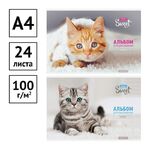 Альбом для рисования 24л., А4, на скрепке ArtSpace "Питомцы. Pretty sweet", эконом