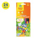 Карандаши цветные двусторонние Мульти-Пульти "Енот в тропиках", 24цв., 12шт., трехгран., заточ., картон