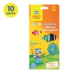 Карандаши цветные Мульти-Пульти "Енот в саванне", 10цв., утолщ., заточен., картон, европ., с точилкой