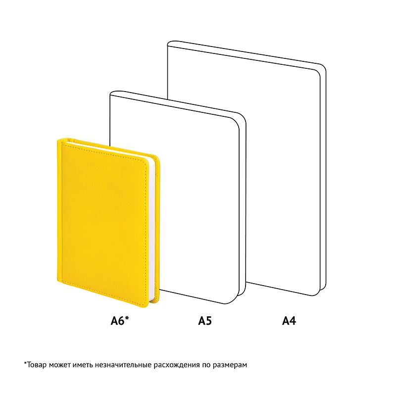 Ежедневник недатир. А6, 136л., кожзам, OfficeSpace "Winner", желтый