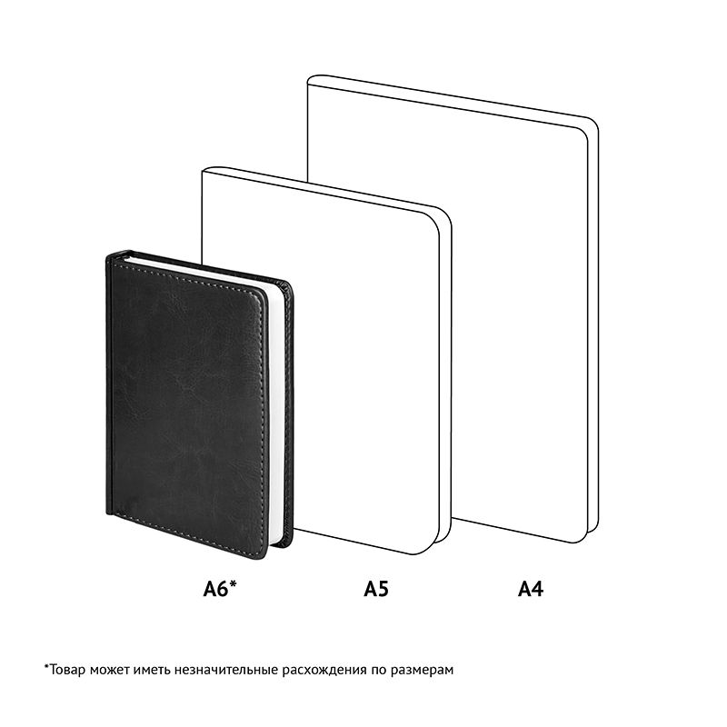 Ежедневник недатир. А6, 136л., кожзам, OfficeSpace "Nebraska", черный